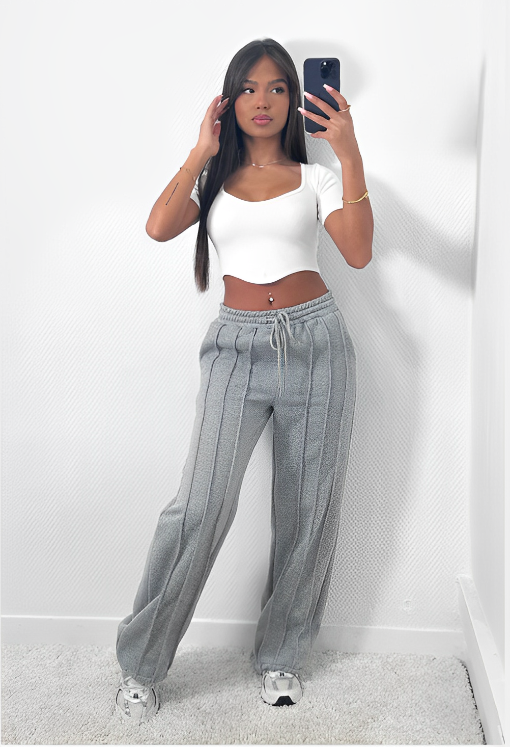 Joggers met wijde pijpen - Elastische taille - Koord - Joggers met open pijpen - Dames Sweatbroeken-Boetiek Moda