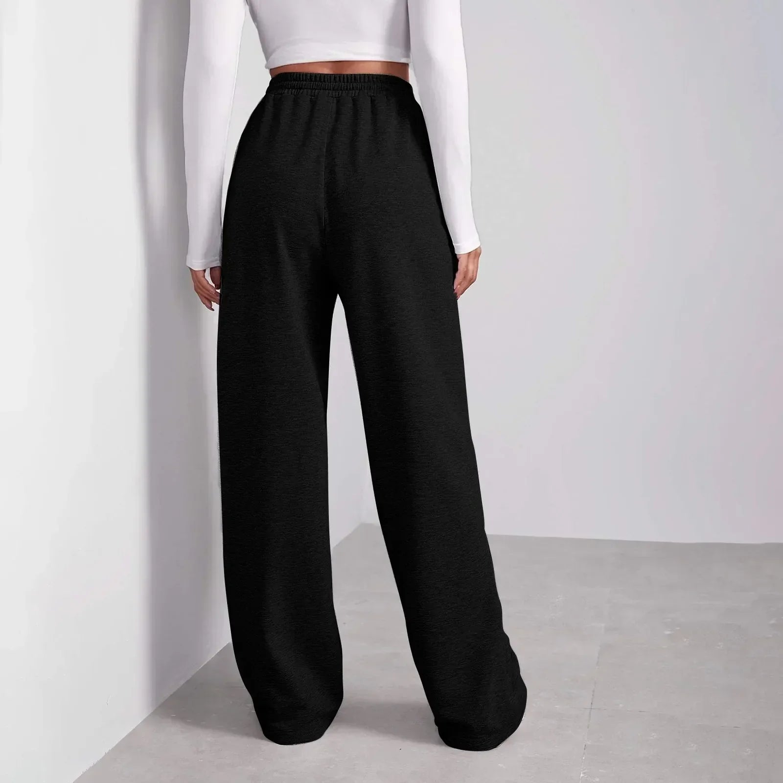 Joggers met wijde pijpen | Koord | Rechte pijpen | Sweatbroeken met wijde pijpen | Joggers voor dames-Boetiek Moda