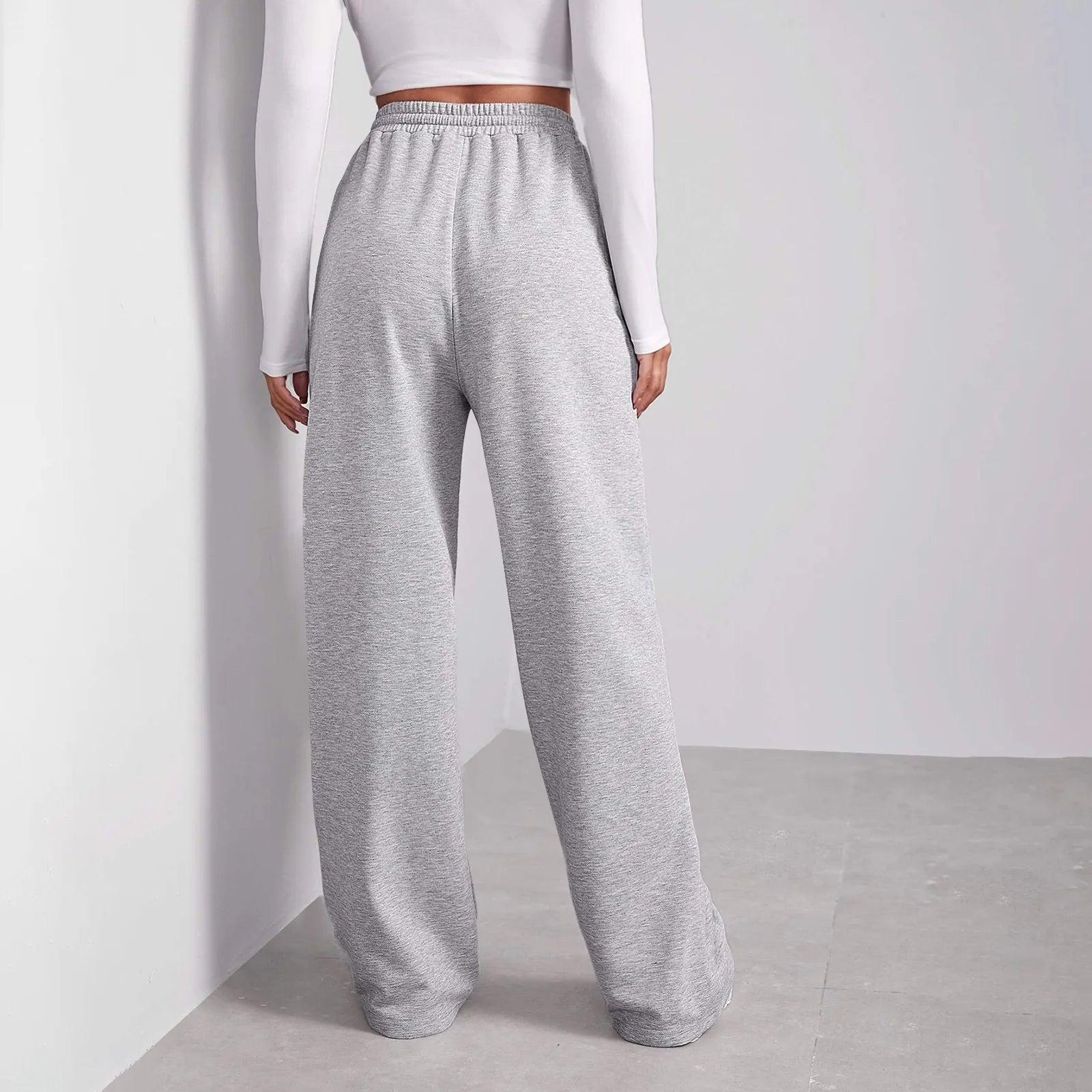 Joggers met wijde pijpen | Koord | Rechte pijpen | Sweatbroeken met wijde pijpen | Joggers voor dames-Boetiek Moda