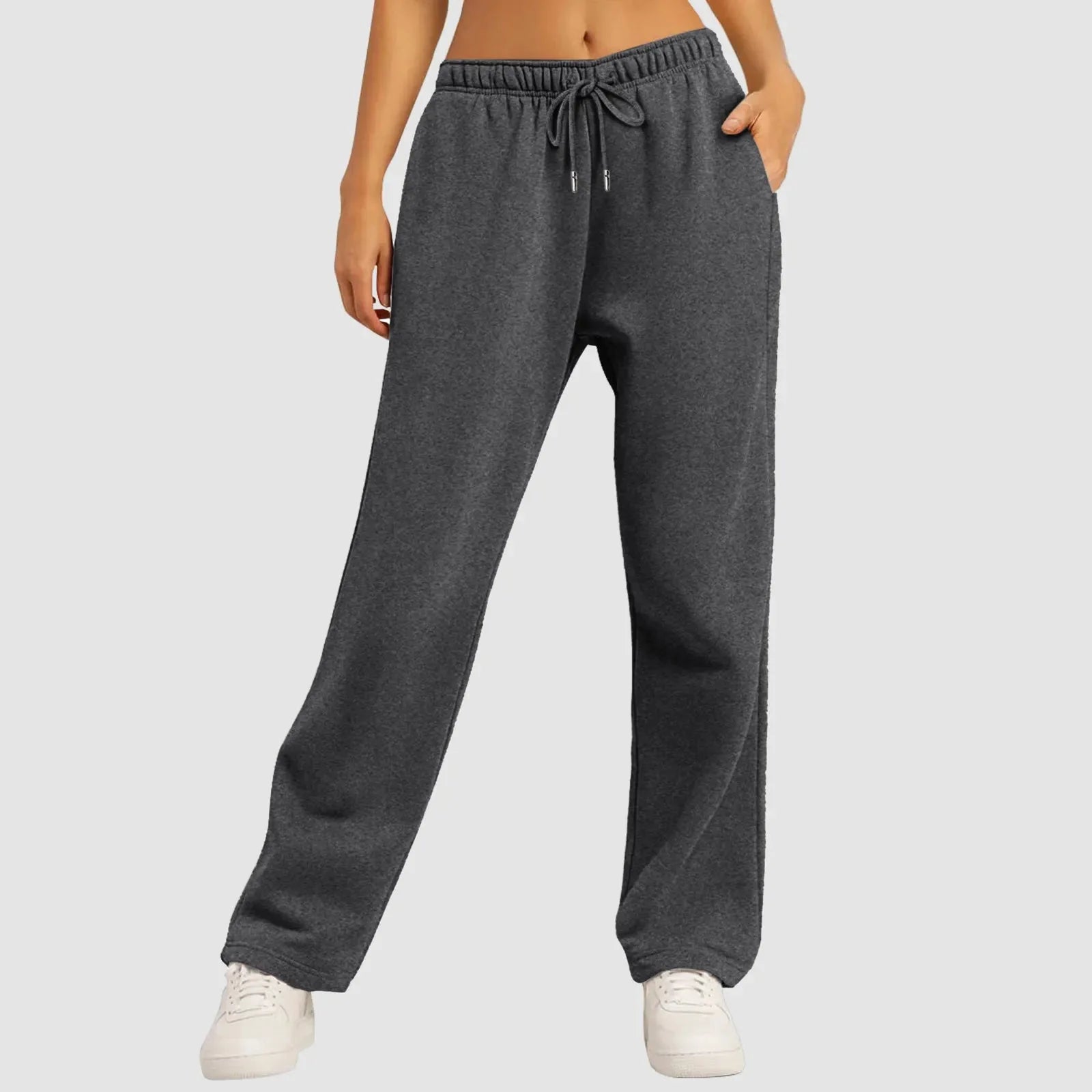 Joggingbroek met wijde pijpen - Dames joggingbroek met elastische tailleband en trekkoord-Boetiek Moda