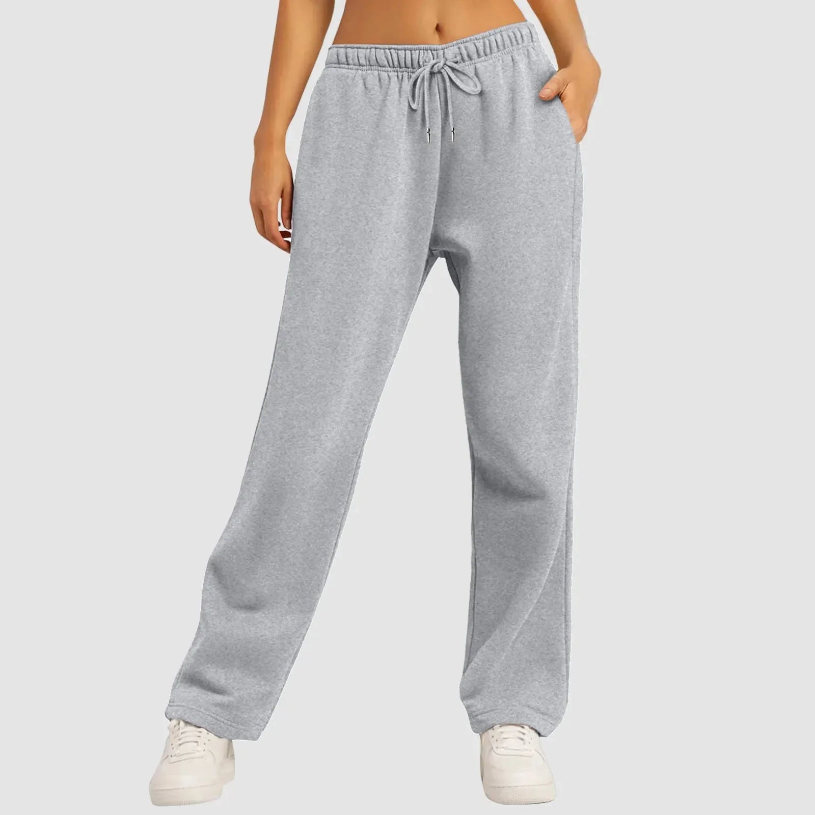 Joggingbroek met wijde pijpen - Dames joggingbroek met elastische tailleband en trekkoord-Boetiek Moda