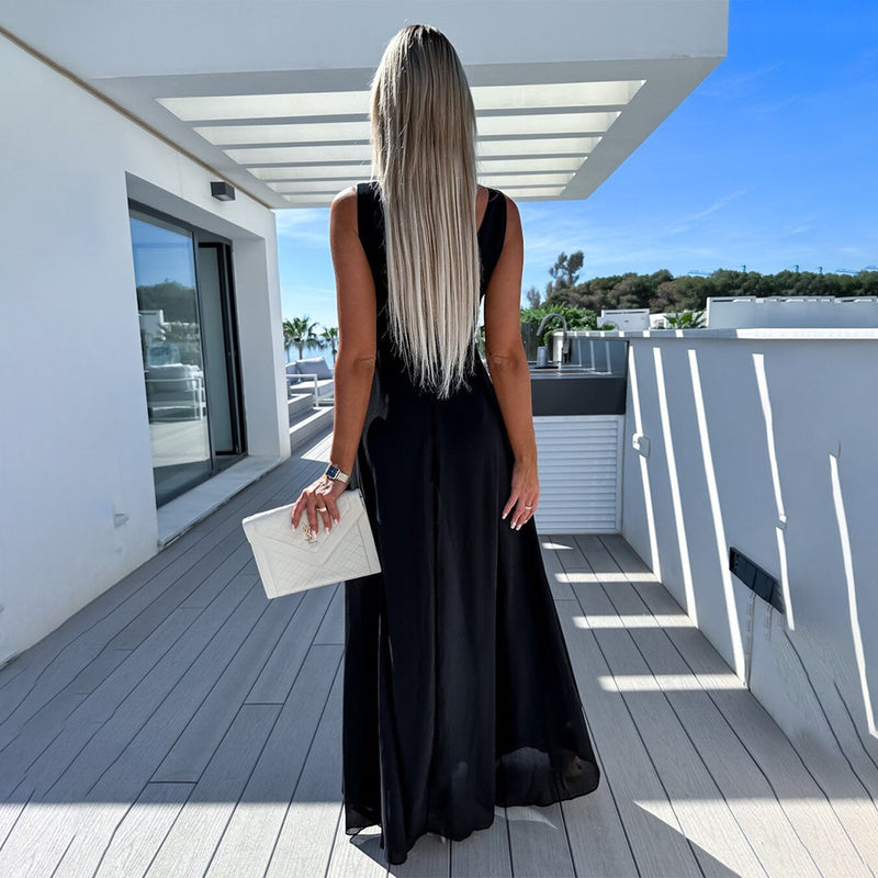 Jumpsuit - Mouwloos - Wijde pijpen - Elegante jumpsuit - Dameskleding-Boetiek Moda