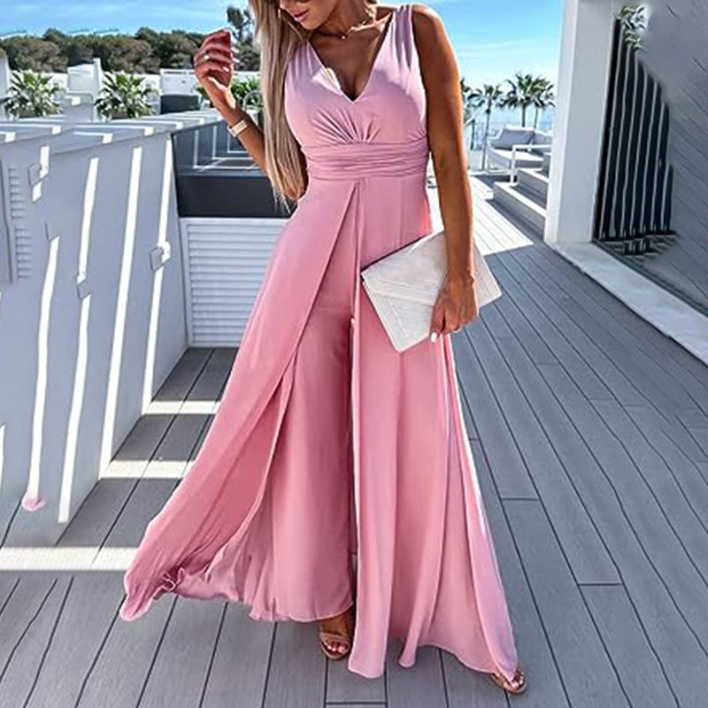 Jumpsuit - Mouwloos - Wijde pijpen - Elegante jumpsuit - Dameskleding-Boetiek Moda