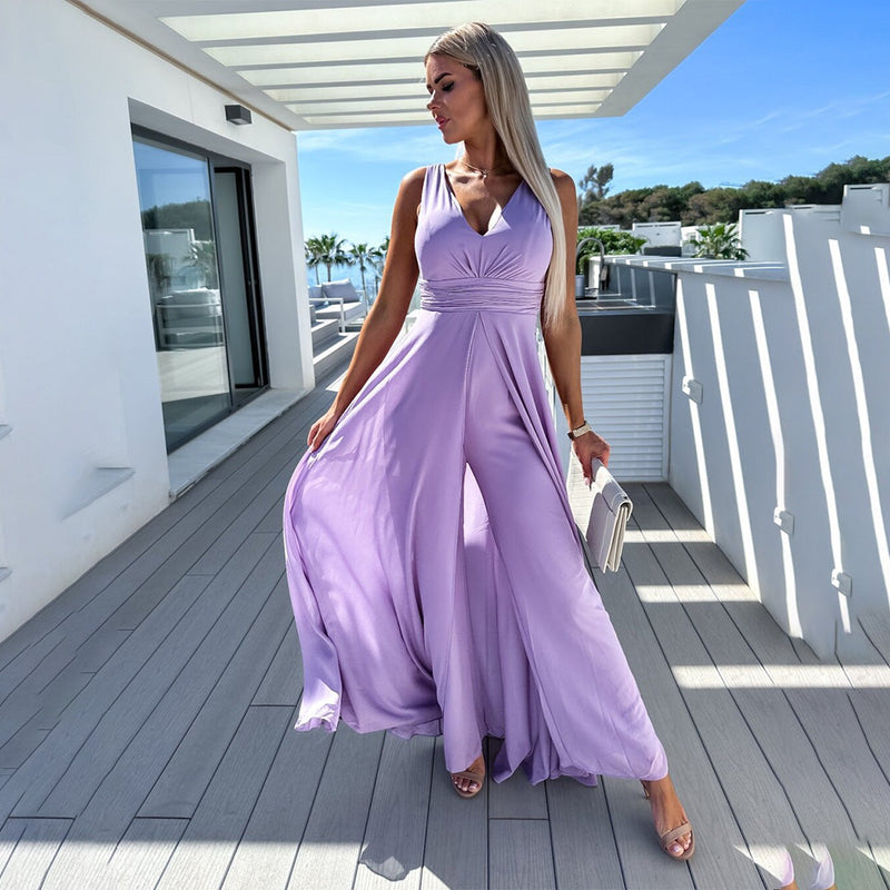 Jumpsuit - Mouwloos - Wijde pijpen - Elegante jumpsuit - Dameskleding-Boetiek Moda