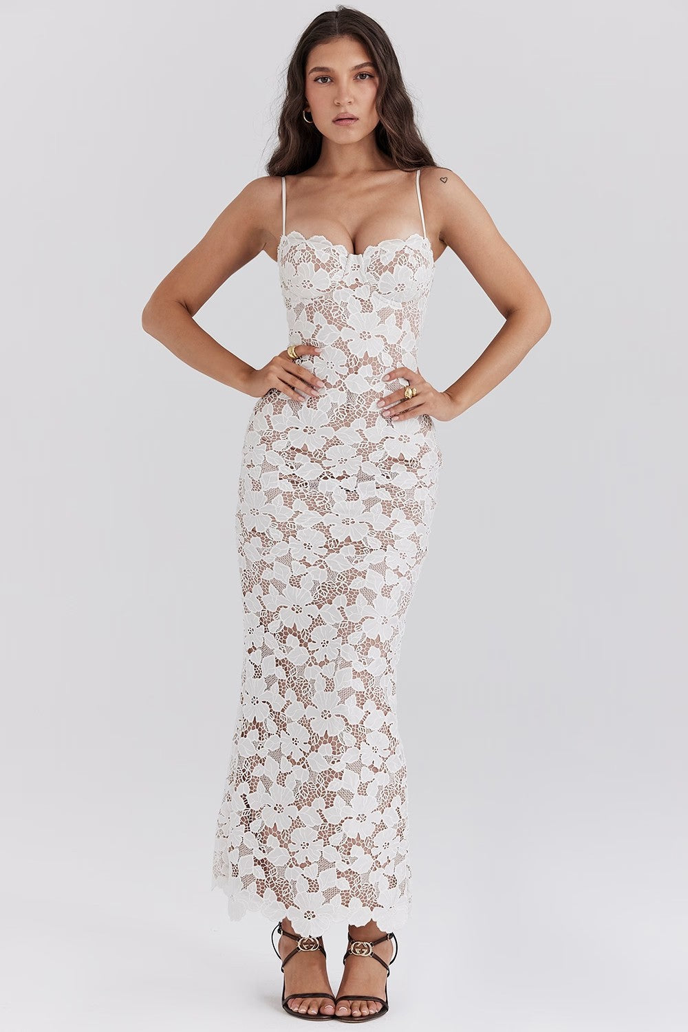 Kanten Jurk - Mouwloze Witte Maxi Bodycon Corset Jurk-Boetiek Moda