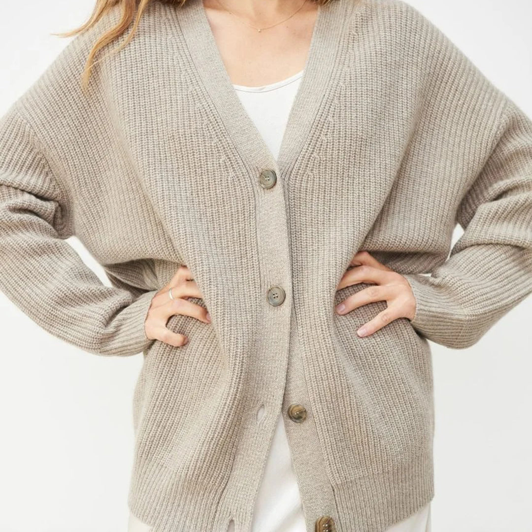 Kasjmier Vest - Oversized gebreid vest met V-hals voor dames-Boetiek Moda