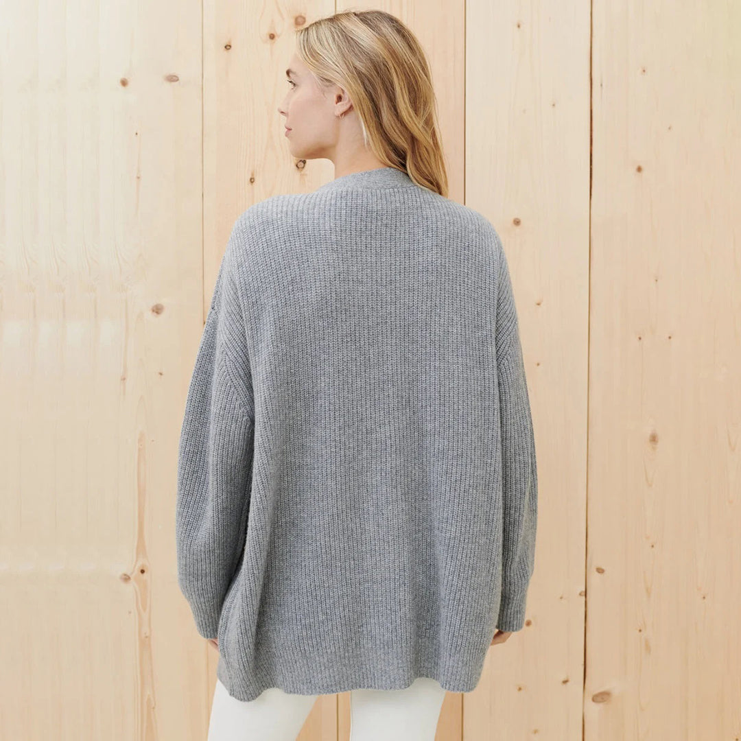 Kasjmier Vest - Oversized gebreid vest met V-hals voor dames-Boetiek Moda