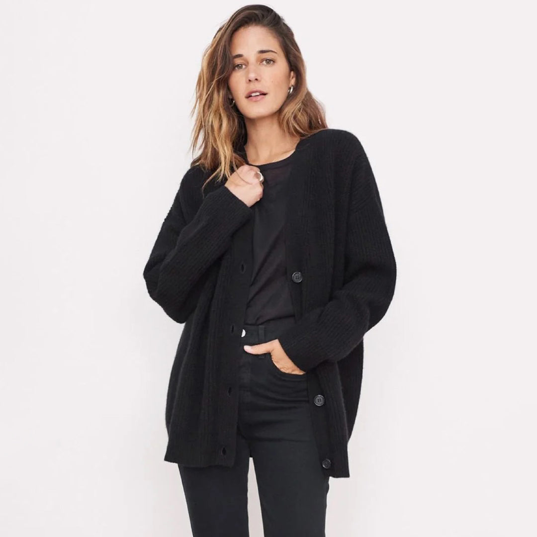 Kasjmier Vest - Oversized gebreid vest met V-hals voor dames-Boetiek Moda