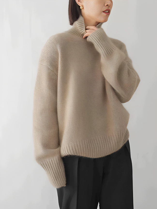 Kasjmiertrui - coltrui - oversized - gebreide trui - damesknitwear-Boetiek Moda