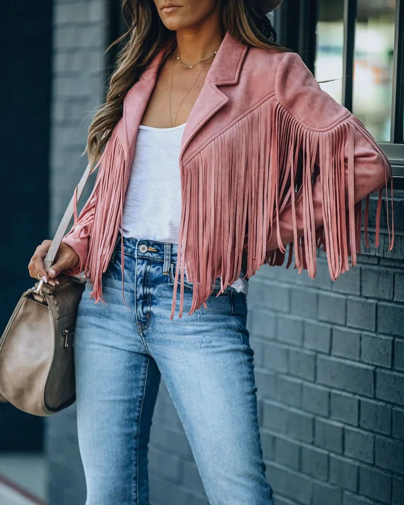 Kelly Tassel Jacket | Geef je outfit wat extra's met dit trendy kwastenjasje.-Boetiek Moda