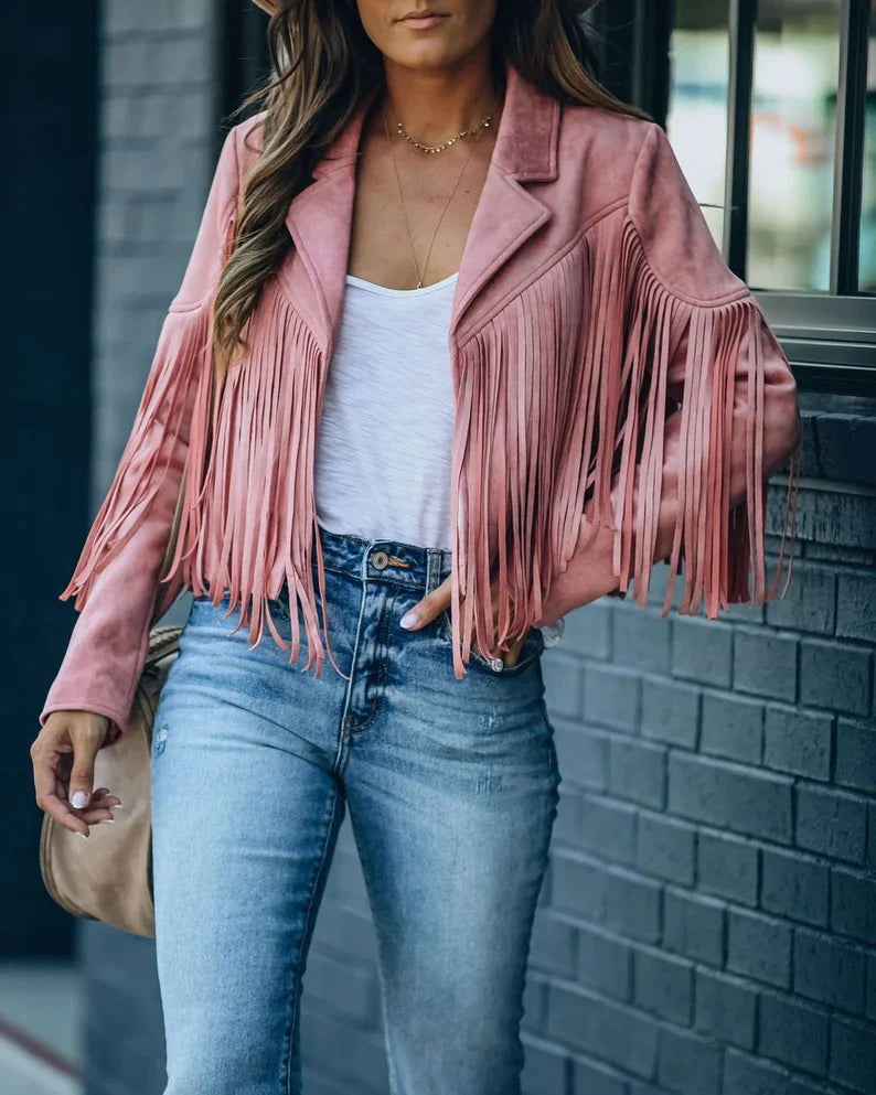 Kelly Tassel Jacket | Geef je outfit wat extra's met dit trendy kwastenjasje.-Boetiek Moda