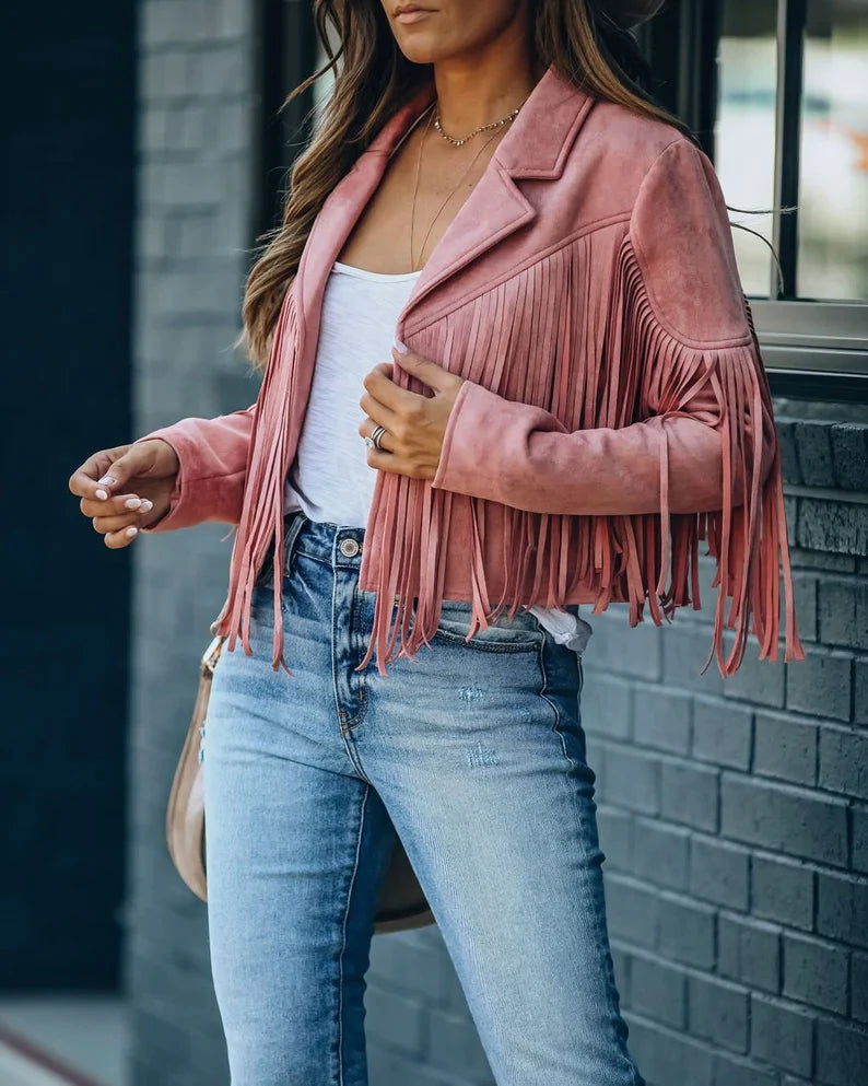 Kelly Tassel Jacket | Geef je outfit wat extra's met dit trendy kwastenjasje.-Boetiek Moda