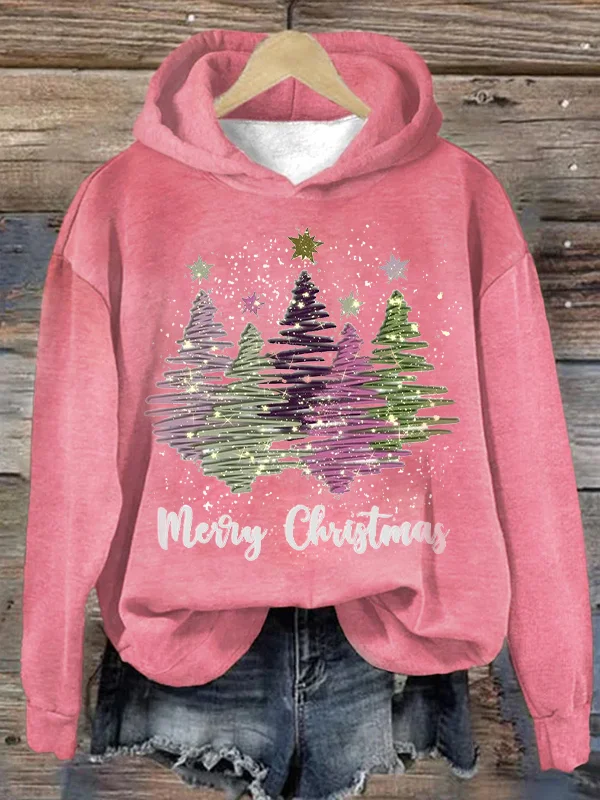 Kerst Hoodie - Vrouwen Loose Fit Kerstboom Pullover Sweatshirt-Boetiek Moda