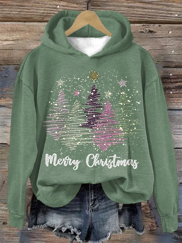 Kerst Hoodie - Vrouwen Loose Fit Kerstboom Pullover Sweatshirt-Boetiek Moda