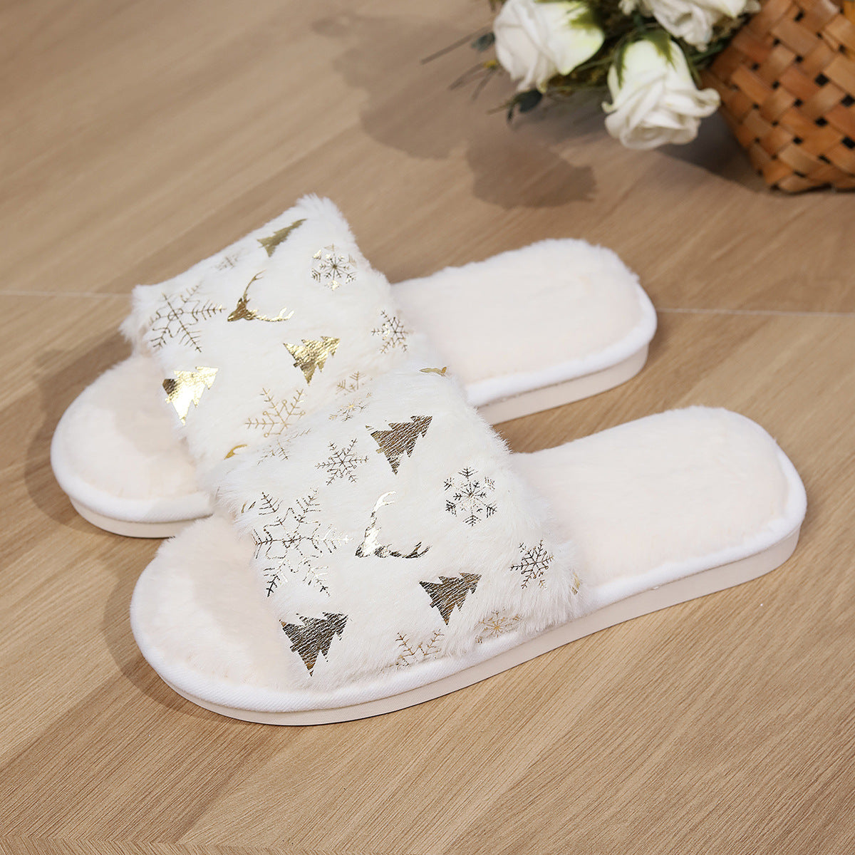 Kerst Slippers - Slip-On - Bont - Winter Slippers - Huisslippers-Boetiek Moda