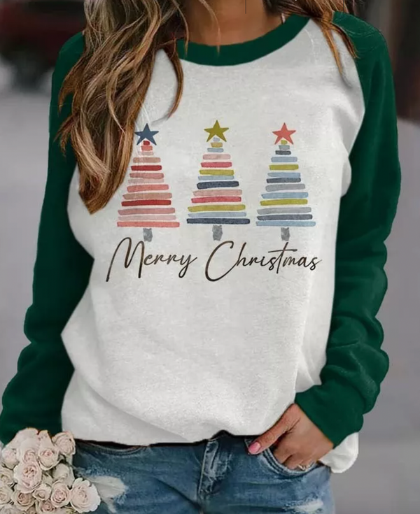 Kerst Sweatshirt - Ronde Hals - Lange Mouw - Kerst Pullover - Dameskleding-Boetiek Moda