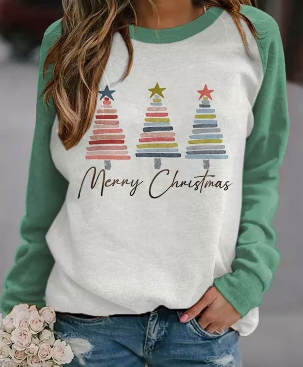 Kerst Sweatshirt - Ronde Hals - Lange Mouw - Kerst Pullover - Dameskleding-Boetiek Moda