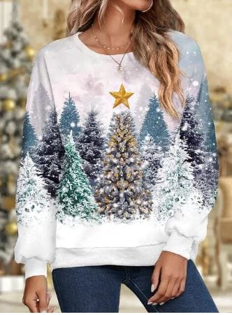 Kerst Sweatshirt | Sparkly | Lange Mouw | Kerst Trui | Dameskleding-Boetiek Moda