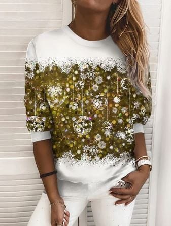 Kerst Sweatshirt | Sparkly | Lange Mouw | Kerst Trui | Dameskleding-Boetiek Moda