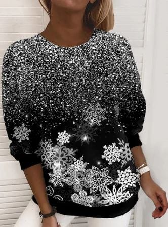 Kerst Sweatshirt | Sparkly | Lange Mouw | Kerst Trui | Dameskleding-Boetiek Moda