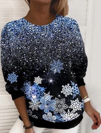 Kerst Sweatshirt | Sparkly | Lange Mouw | Kerst Trui | Dameskleding-Boetiek Moda