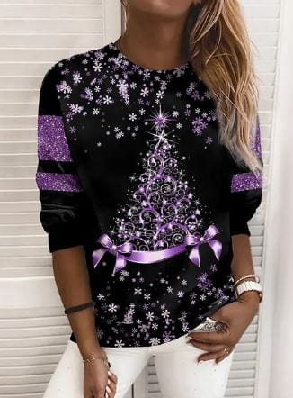 Kerst Sweatshirt | Sparkly | Lange Mouw | Kerst Trui | Dameskleding-Boetiek Moda