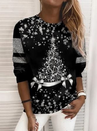 Kerst Sweatshirt | Sparkly | Lange Mouw | Kerst Trui | Dameskleding-Boetiek Moda