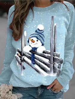 Kerst Trui - Sneeuwpop - Losjes - Grappige Kerst Sweatshirts - Damestrui-Boetiek Moda