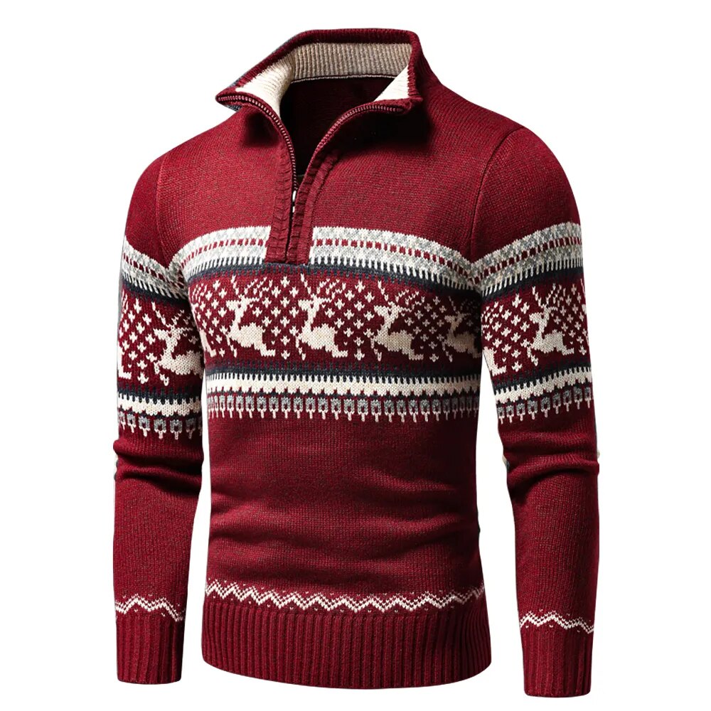 Kerst Vest | Opstaande Kraag | Regular Fit | Gebreid Vest | Kerst Trui-Boetiek Moda