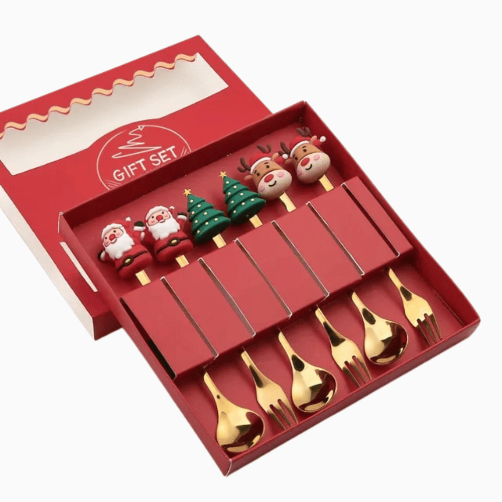 Kerstbestekset - 4-delige roestvrijstalen feestelijke kerstbestekset-Boetiek Moda