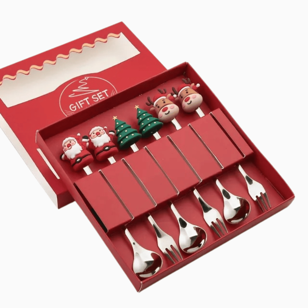 Kerstbestekset - 4-delige roestvrijstalen feestelijke kerstbestekset-Boetiek Moda