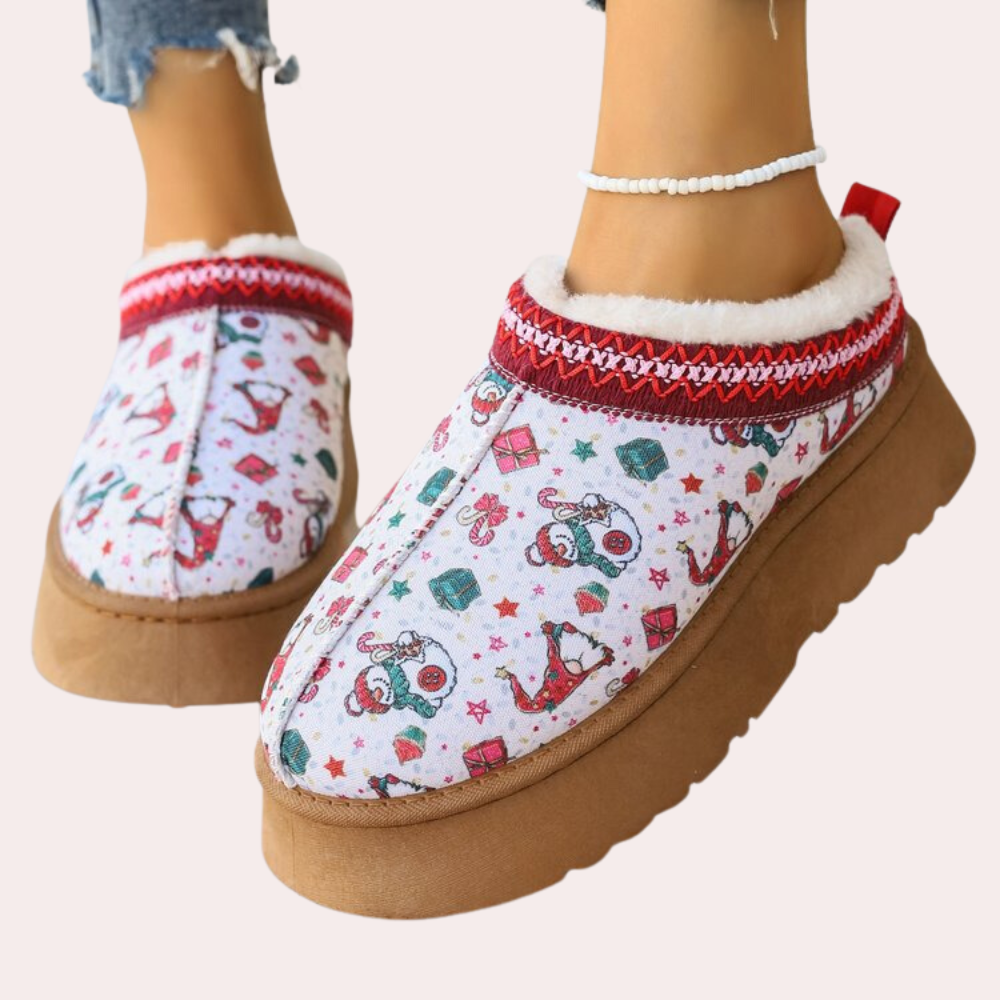 Kerstpantoffels - Warme fleece gevoerde winterpantoffels voor dames-Boetiek Moda