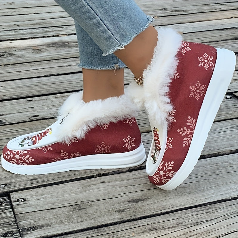 Kerstschoenen - Dames instapschoenen met bontvoering voor de winter-Boetiek Moda