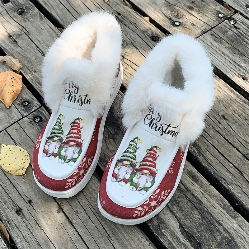 Kerstschoenen - Dames instapschoenen met bontvoering voor de winter-Boetiek Moda