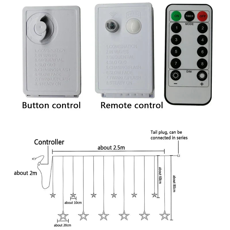 Kerststerrenverlichting | LED | Gordijnverlichting | Kerstverlichting | Kerstverlichting-Boetiek Moda