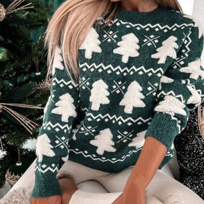 Kersttrui | Kerstboom | Gebreid | Kerstpullover | Dames trui-Boetiek Moda