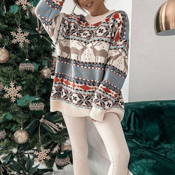 Kersttrui | Oversized | Lange Mouwen | Gebreide Kersttruien | Damestrui-Boetiek Moda