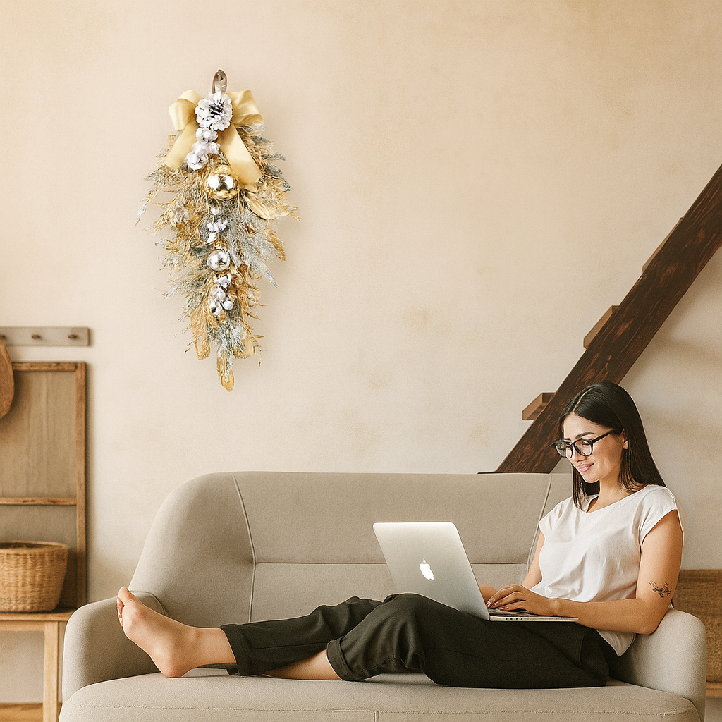 Kerstversiering - Druppelvormige versiering - Deurversiering - Kerstkrans - Kerstversiering voor aan de muur-Boetiek Moda