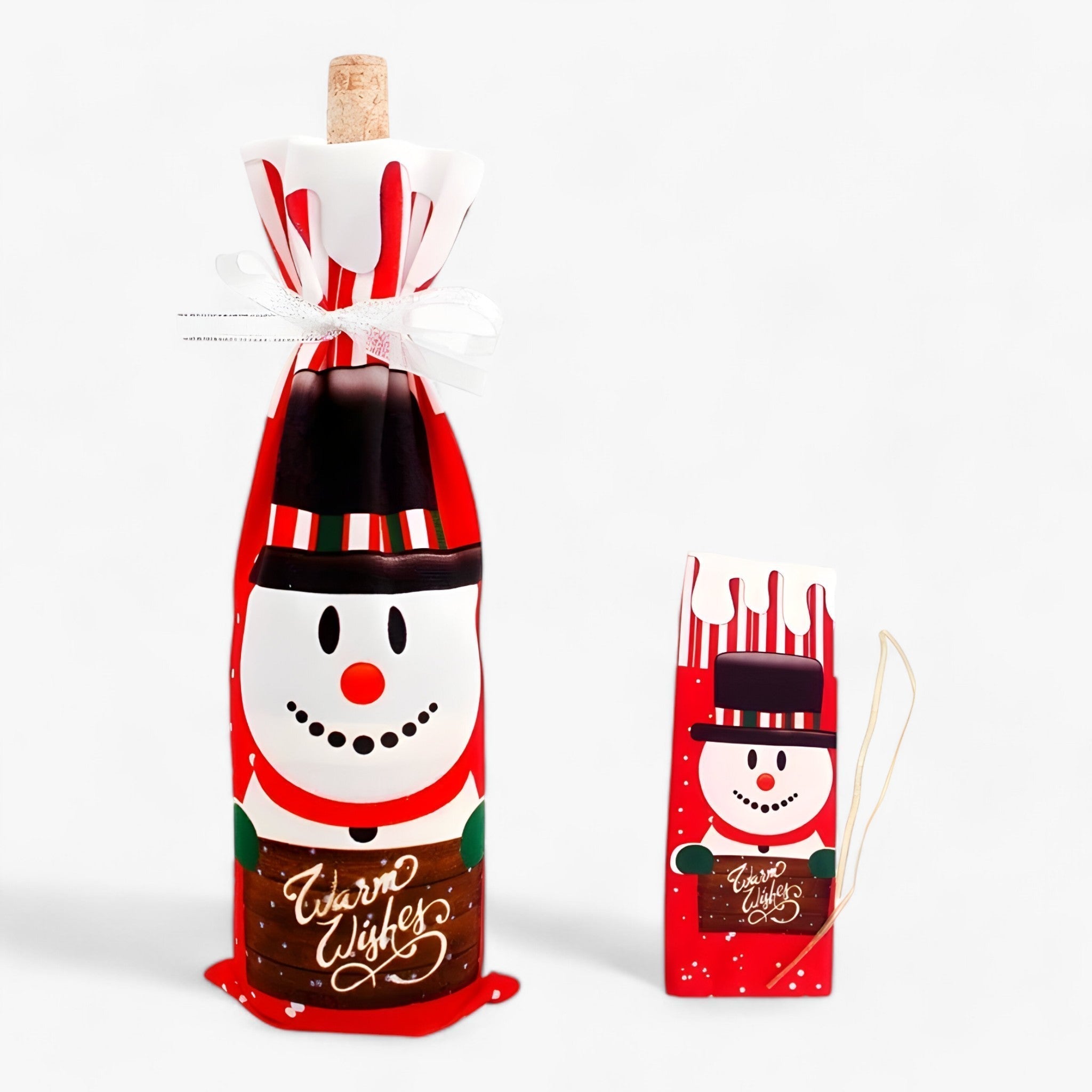 Kerstwijnfleshoes - Feestelijke wijnfleszak voor de feestdagen-Boetiek Moda