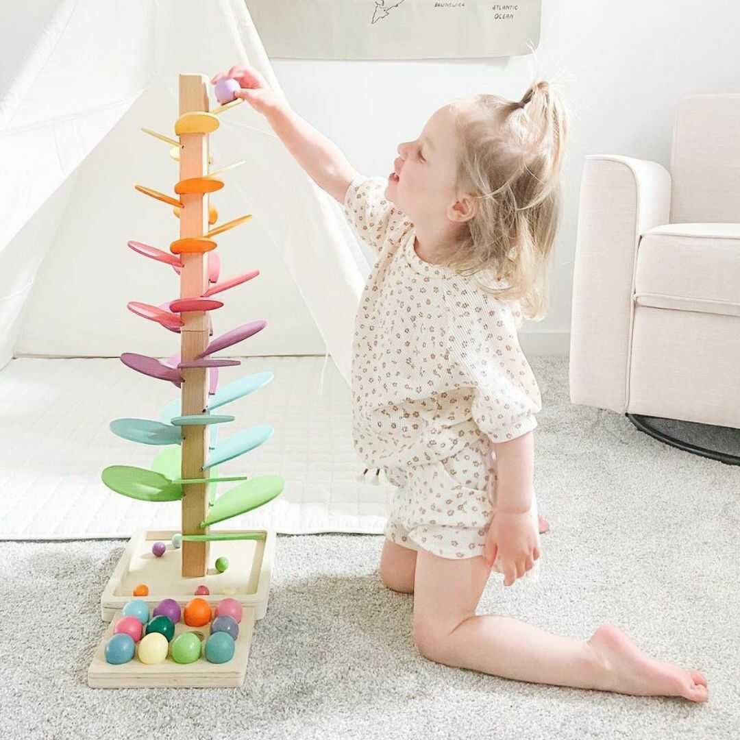 Knikkerbaan - Kleurrijk - Toren - Houten speelgoed - Kinderspeelgoed-Boetiek Moda