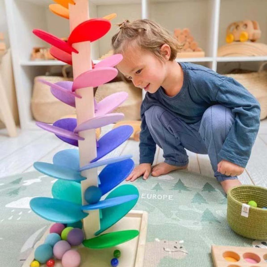 Knikkerbaan - Kleurrijk - Toren - Houten speelgoed - Kinderspeelgoed-Boetiek Moda