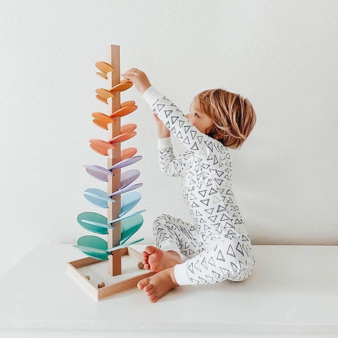 Knikkerbaan - Kleurrijk - Toren - Houten speelgoed - Kinderspeelgoed-Boetiek Moda