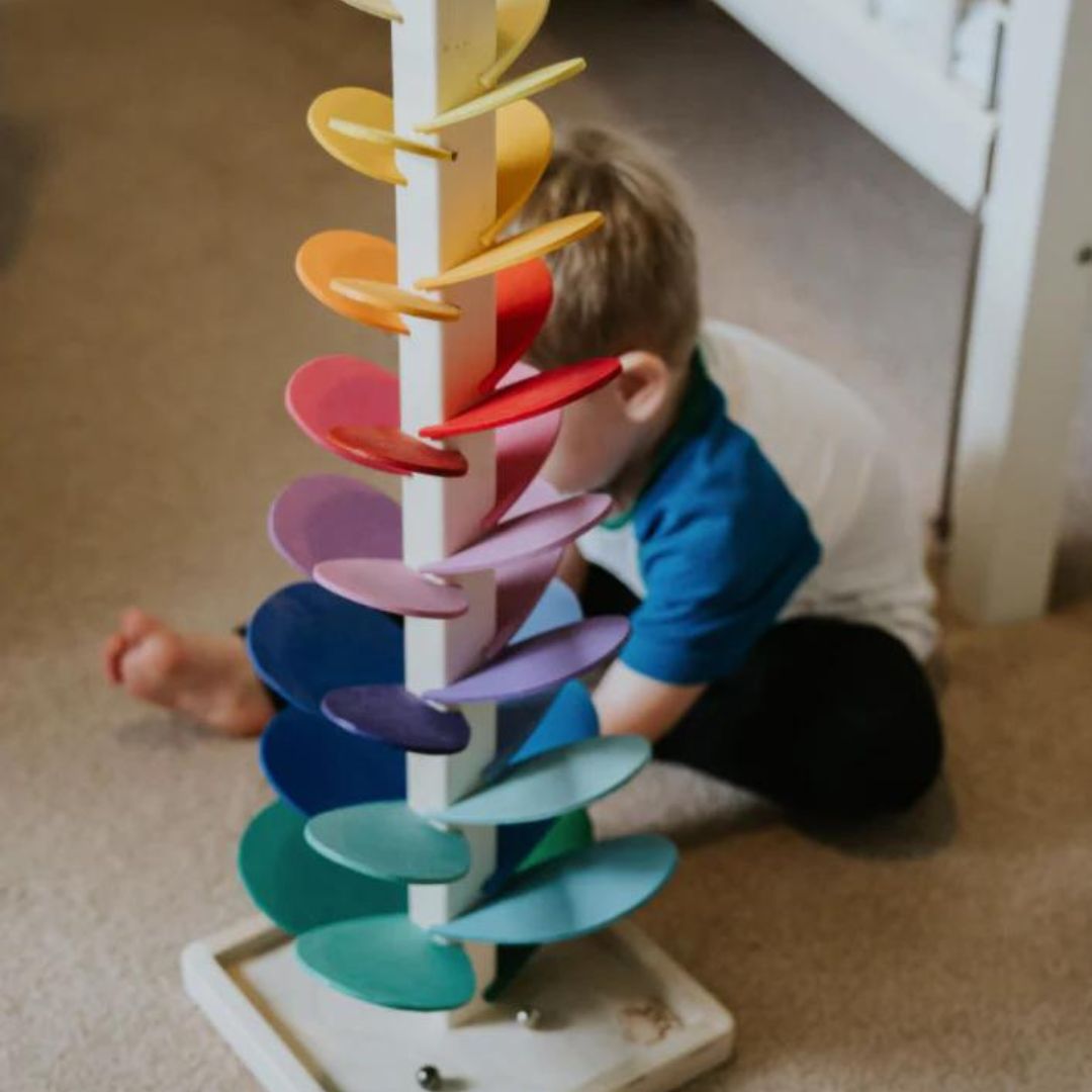 Knikkerbaan - Kleurrijk - Toren - Houten speelgoed - Kinderspeelgoed-Boetiek Moda