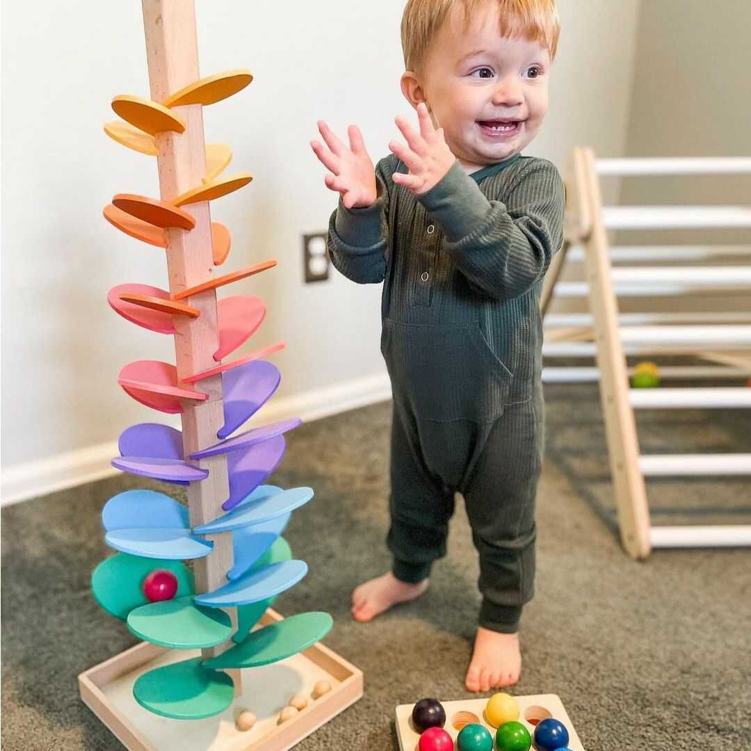 Knikkerbaan - Kleurrijk - Toren - Houten speelgoed - Kinderspeelgoed-Boetiek Moda
