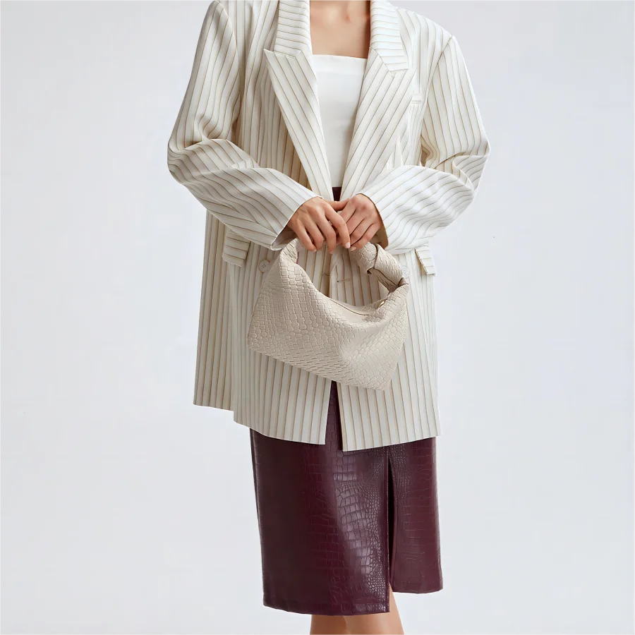 Knooptas - Kleine handtas van imitatieleganleer met rits voor dames-Boetiek Moda