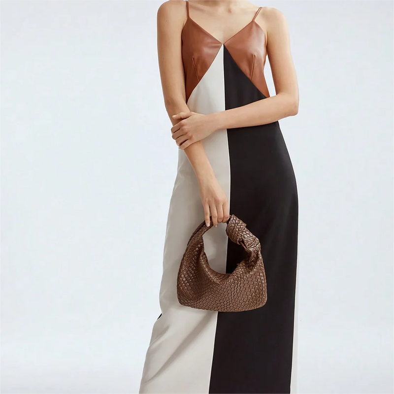 Knooptas - Kleine handtas van imitatieleganleer met rits voor dames-Boetiek Moda