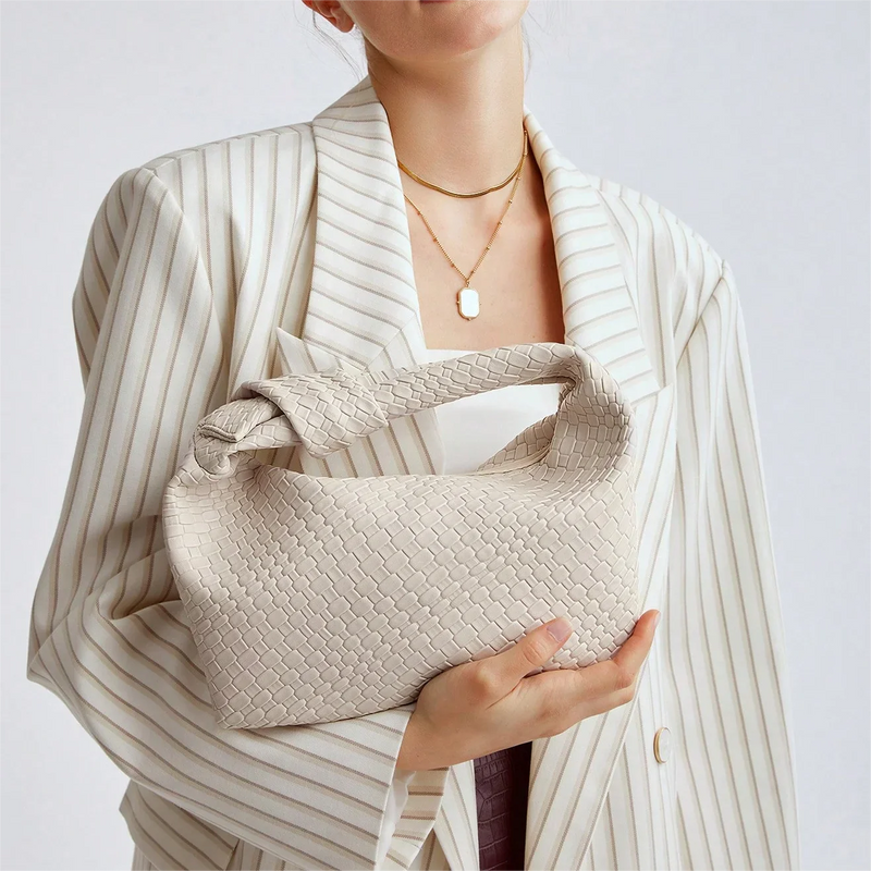 Knooptas - Kleine handtas van imitatieleganleer met rits voor dames-Boetiek Moda