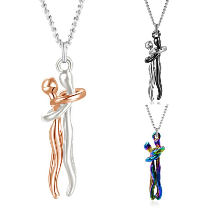 Knuffelketting - Zilver Gouden Hanger Paar Knuffelketting-Boetiek Moda