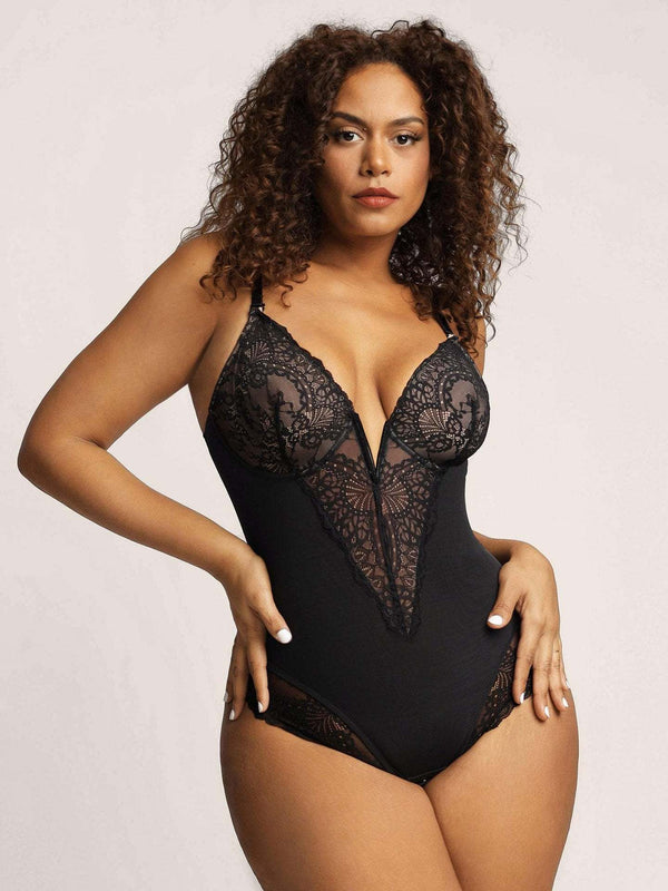 Korset Bodysuit - Verstelbare Bandjes - V-Hals - Kanten Bodysuit - Shapewear-Boetiek Moda