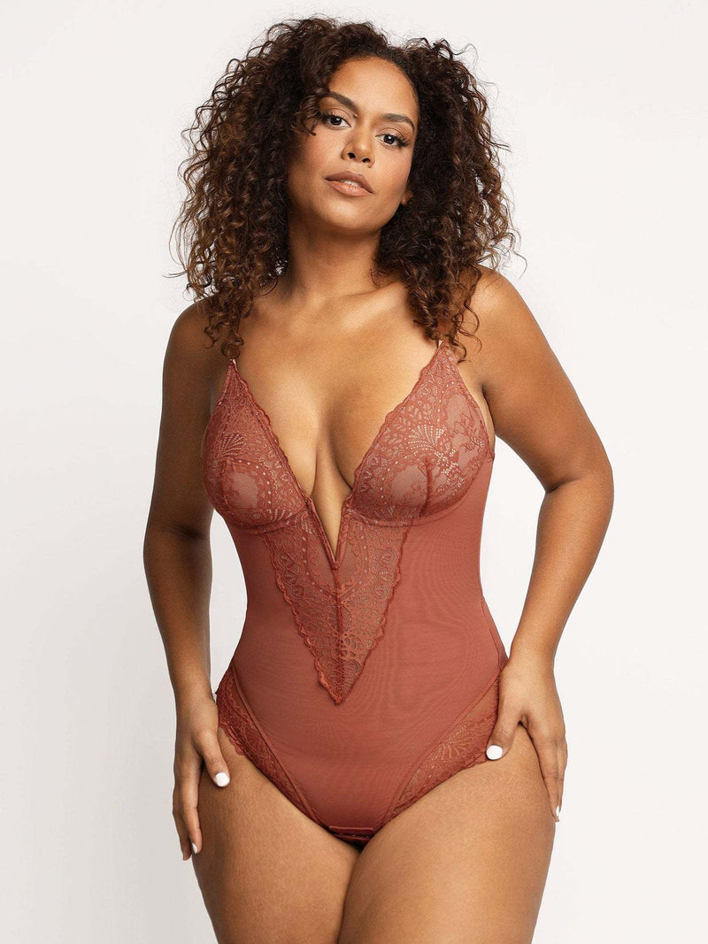 Korset Bodysuit - Verstelbare Bandjes - V-Hals - Kanten Bodysuit - Shapewear-Boetiek Moda